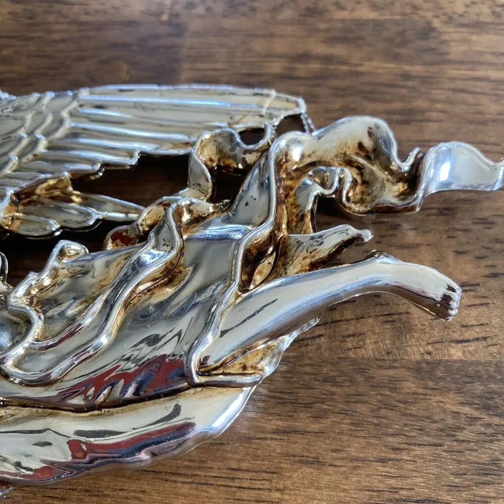 4 Vintage Christmas Ornaments Gold Tone Wise Men Camel Angel Manger Jesus
